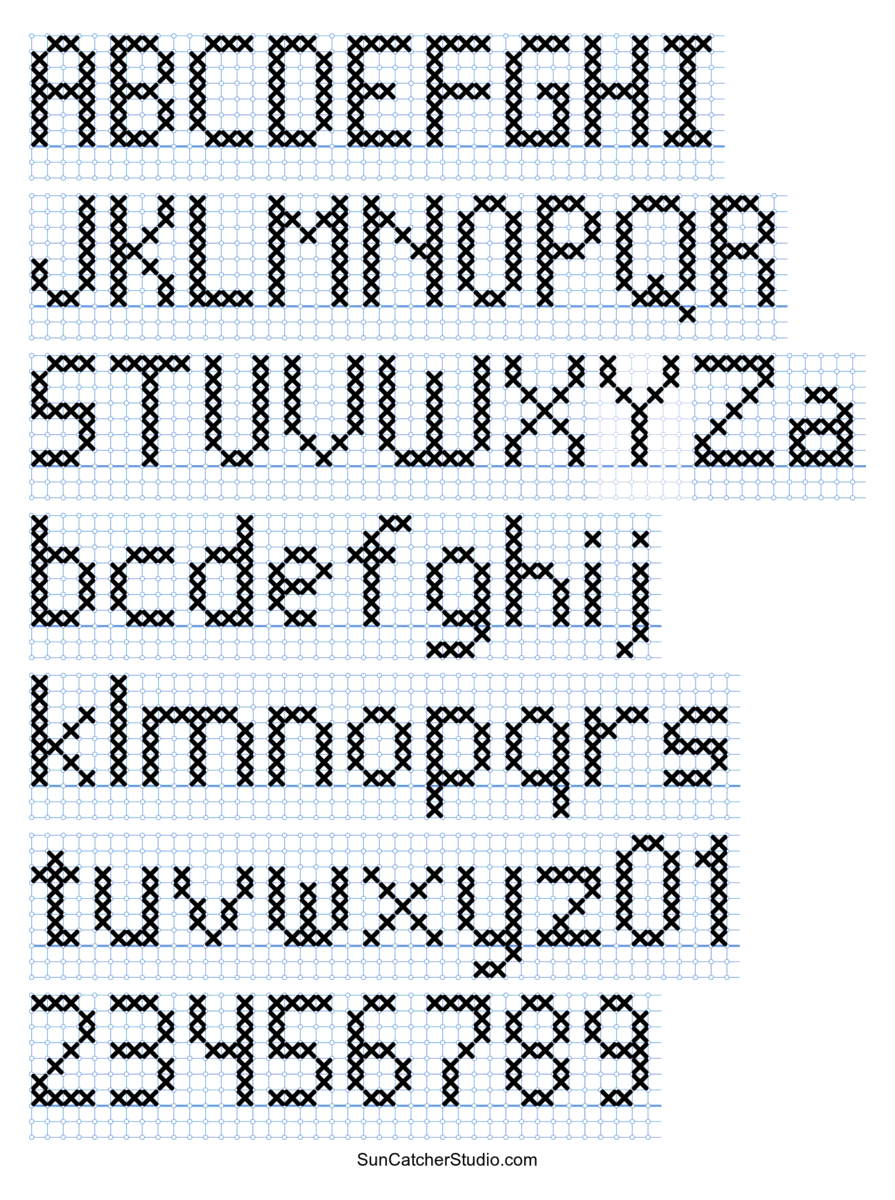 cross stitch letters: generator and alphabet font patterns – free